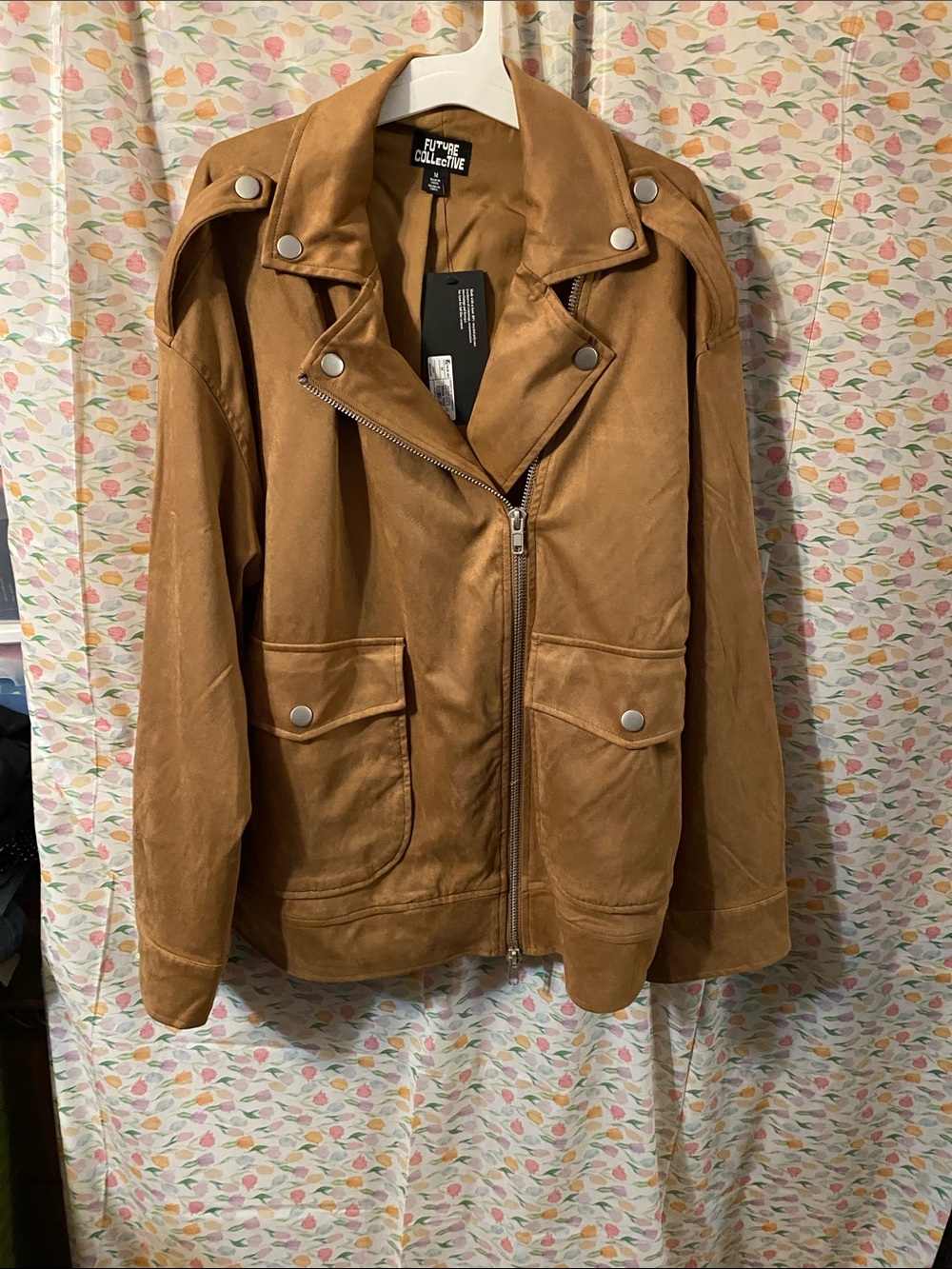 Future Collective Tan Suede Moto Jacket